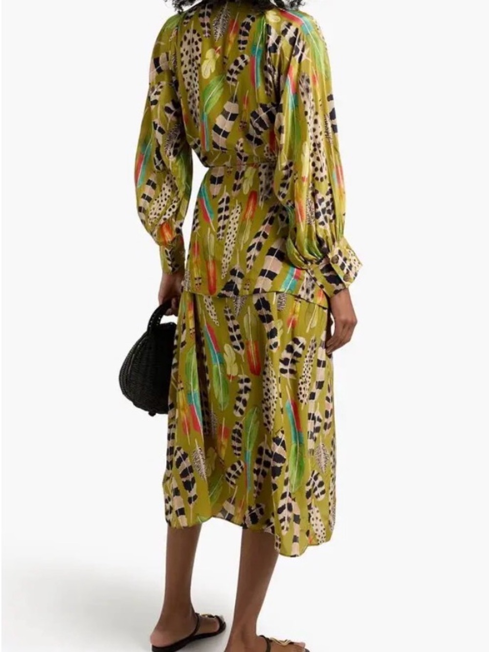 Farm Rio Printed Crepe De Chine Midi Dress - Picture 2 of 6